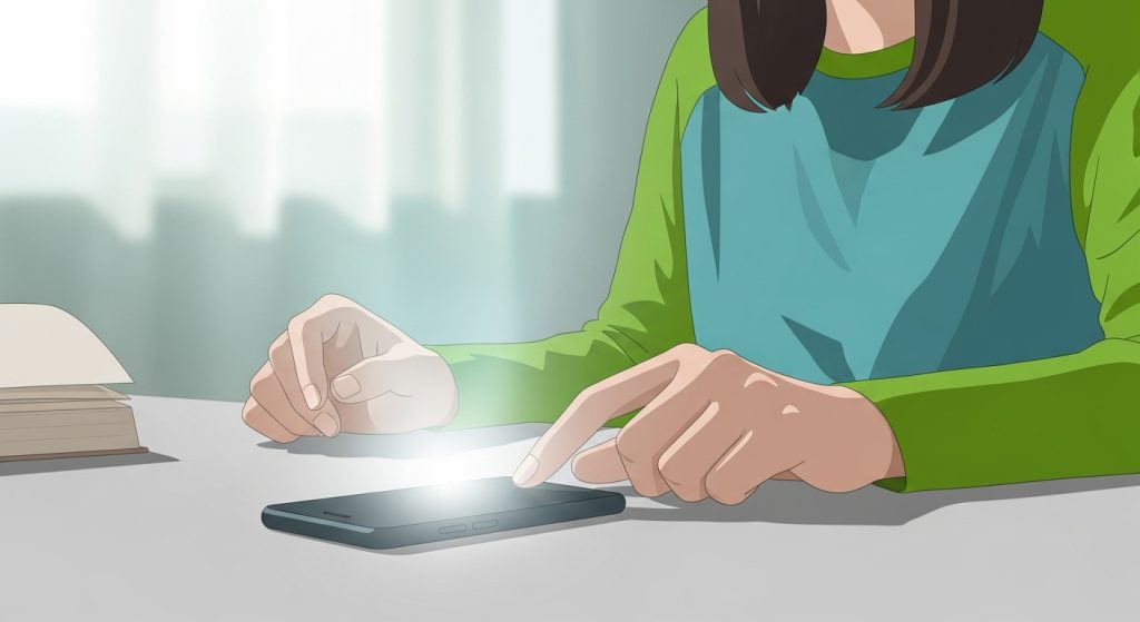 스마트폰을 내려놓고 차분하게 휴식하며 디지털 디톡스를 실천하는 사람의 모습.